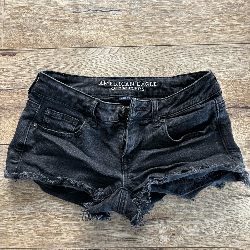 American Eagle Outfitters Black Distressed Jean Shorts